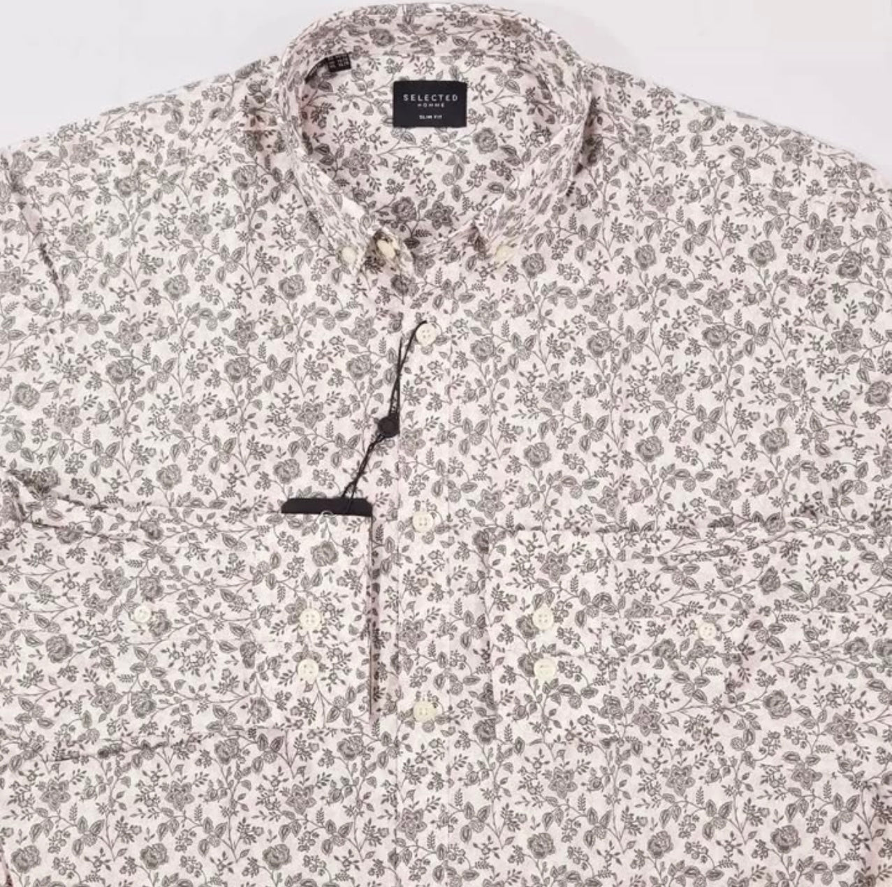 Selected Homme Slim Fit Pattern Cotton Button Cuff Shirt
