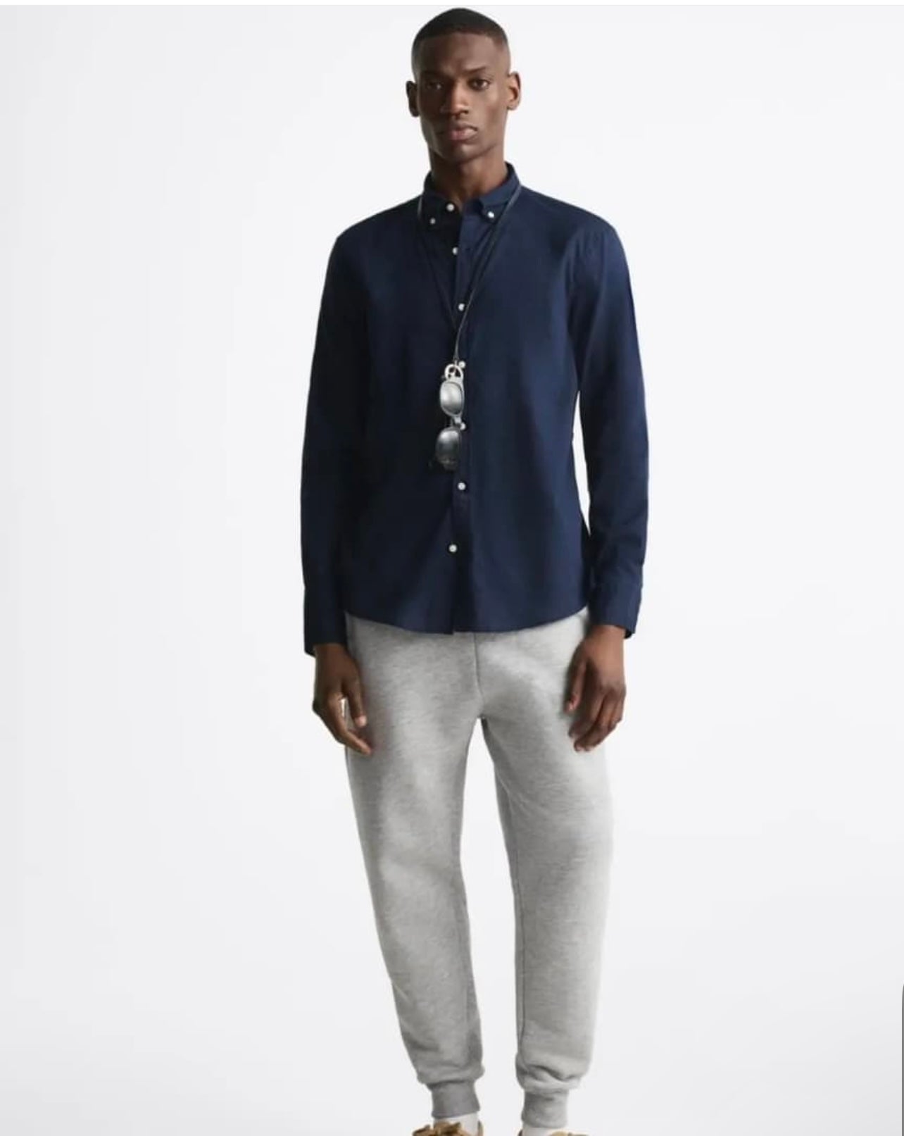 Zara Regular Fit Oxford Cotton Shirt in Navy