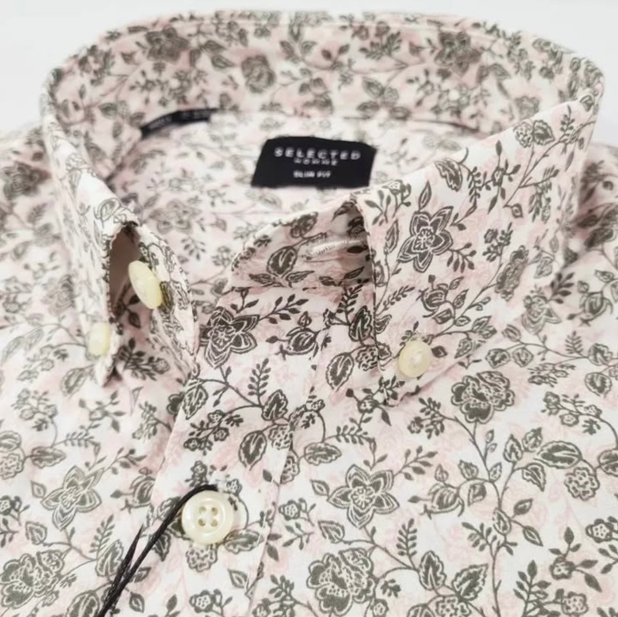 Selected Homme Slim Fit Pattern Cotton Button Cuff Shirt