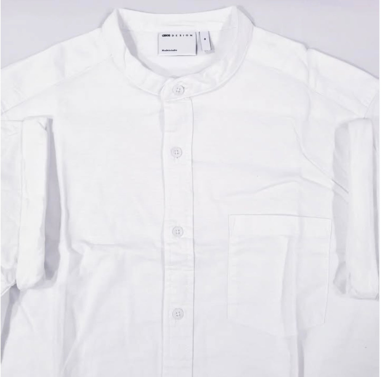 Asos Slim Fit White Oxford Cotton Short Sleeve Shirt