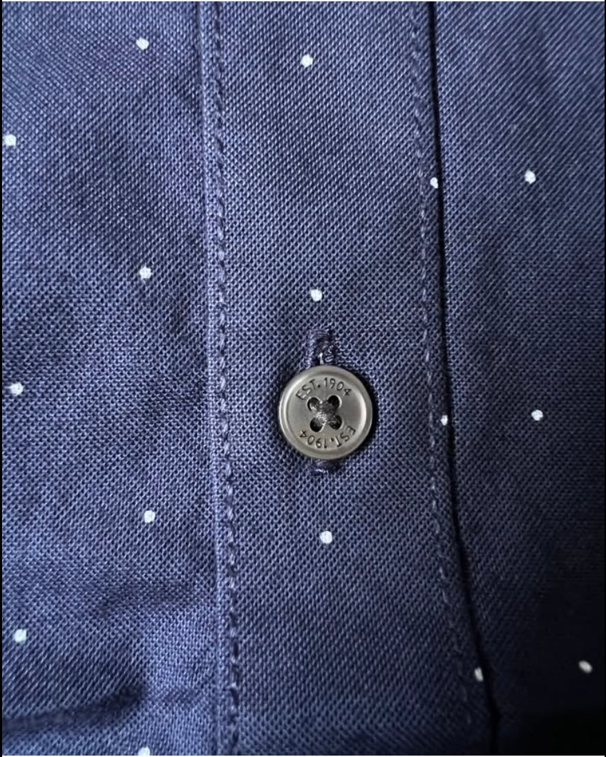 Burton Regular Fit Blue Spotted Oxford Cotton Short Sleeve Shirt