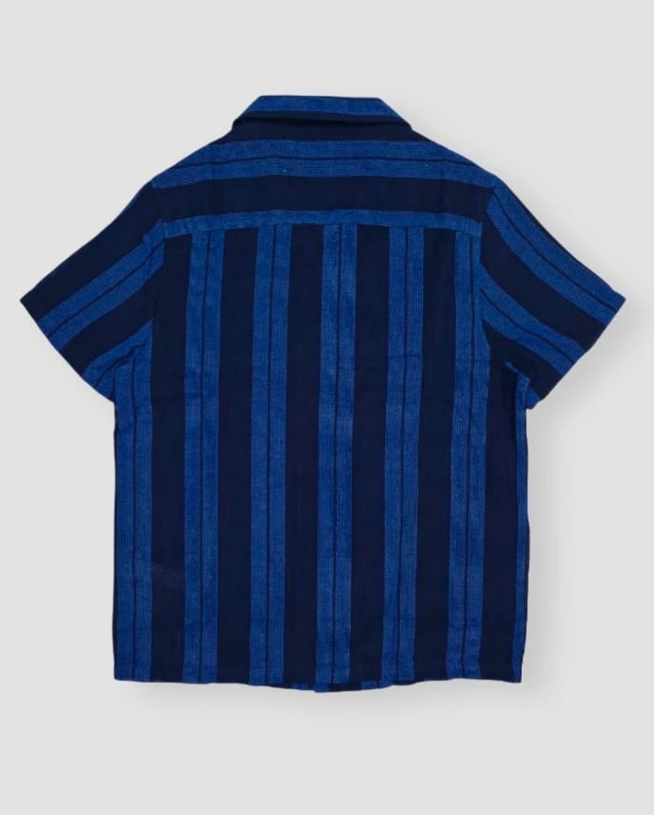 Asos Knit Cotton Shirt in Basket Stripe Navy