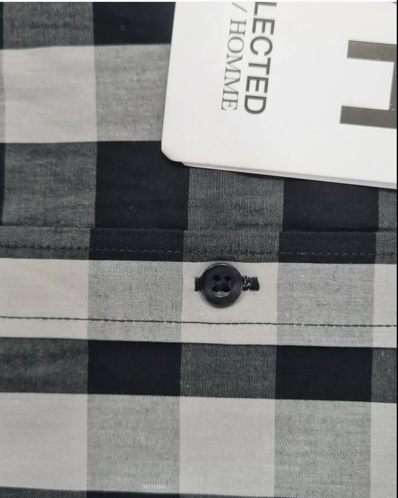 Selected Homme Regular Fit Grey Check Cotton Button Cuff Shirt