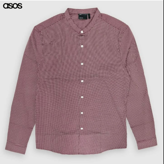 Asos Slim Fit Check Cotton Stretch Button Cuff Shirt