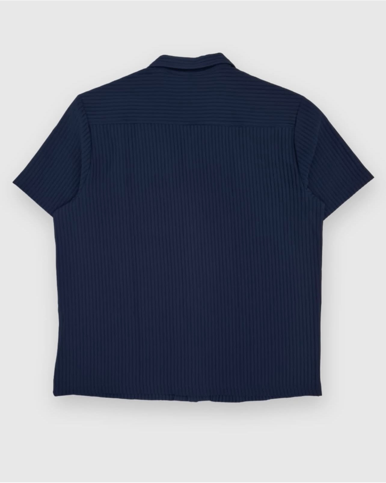 Topman Regular Fit Textured Plisse Shirt in Navy