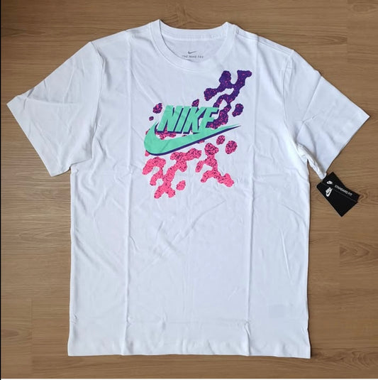 Nike Regular Fit Digital Print Cotton T Shirt in White