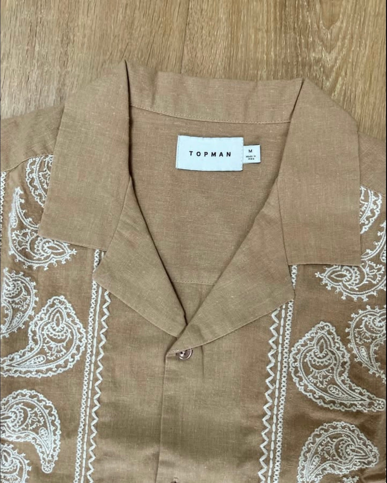 Topman Regular Fit Pattern Shirt in Brown