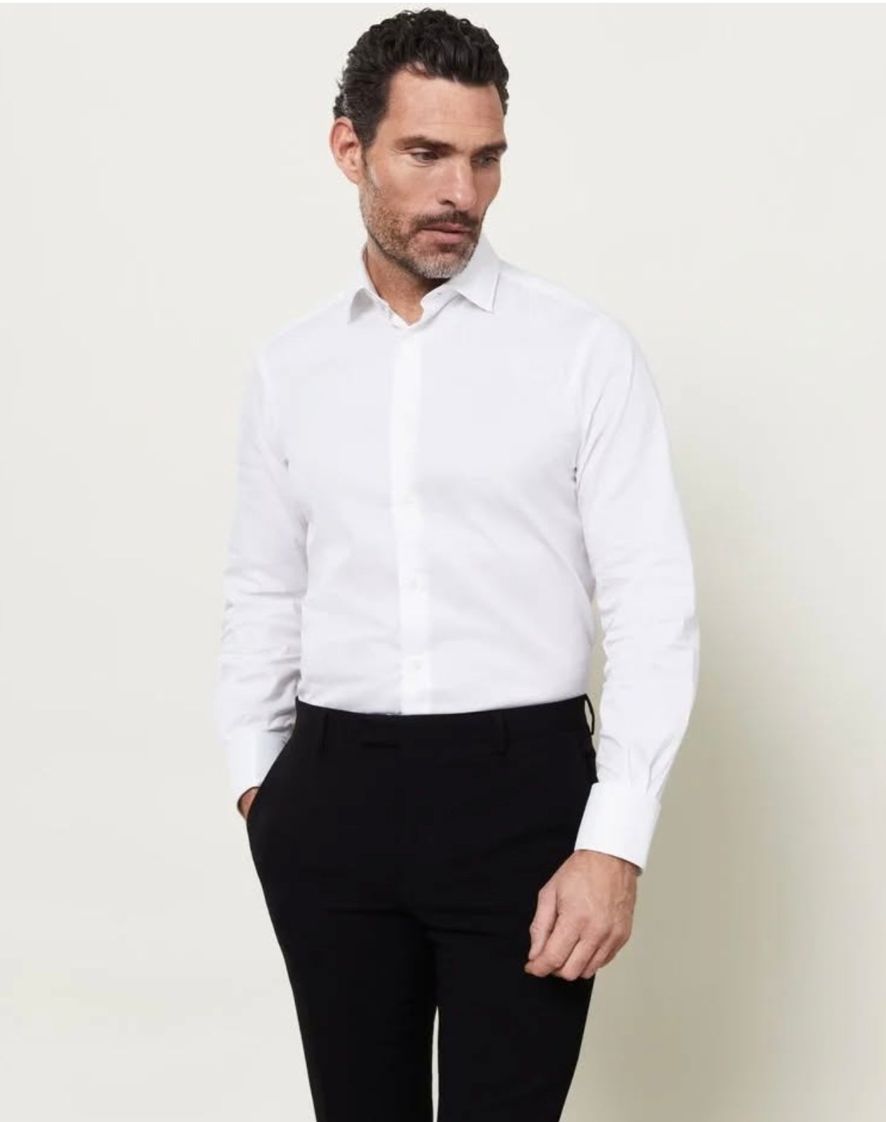 T. M Lewin Slim Fit White Cotton Double Cuff Shirt