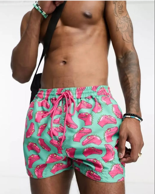 South Beach Swim Shorts in Dinosaur Print