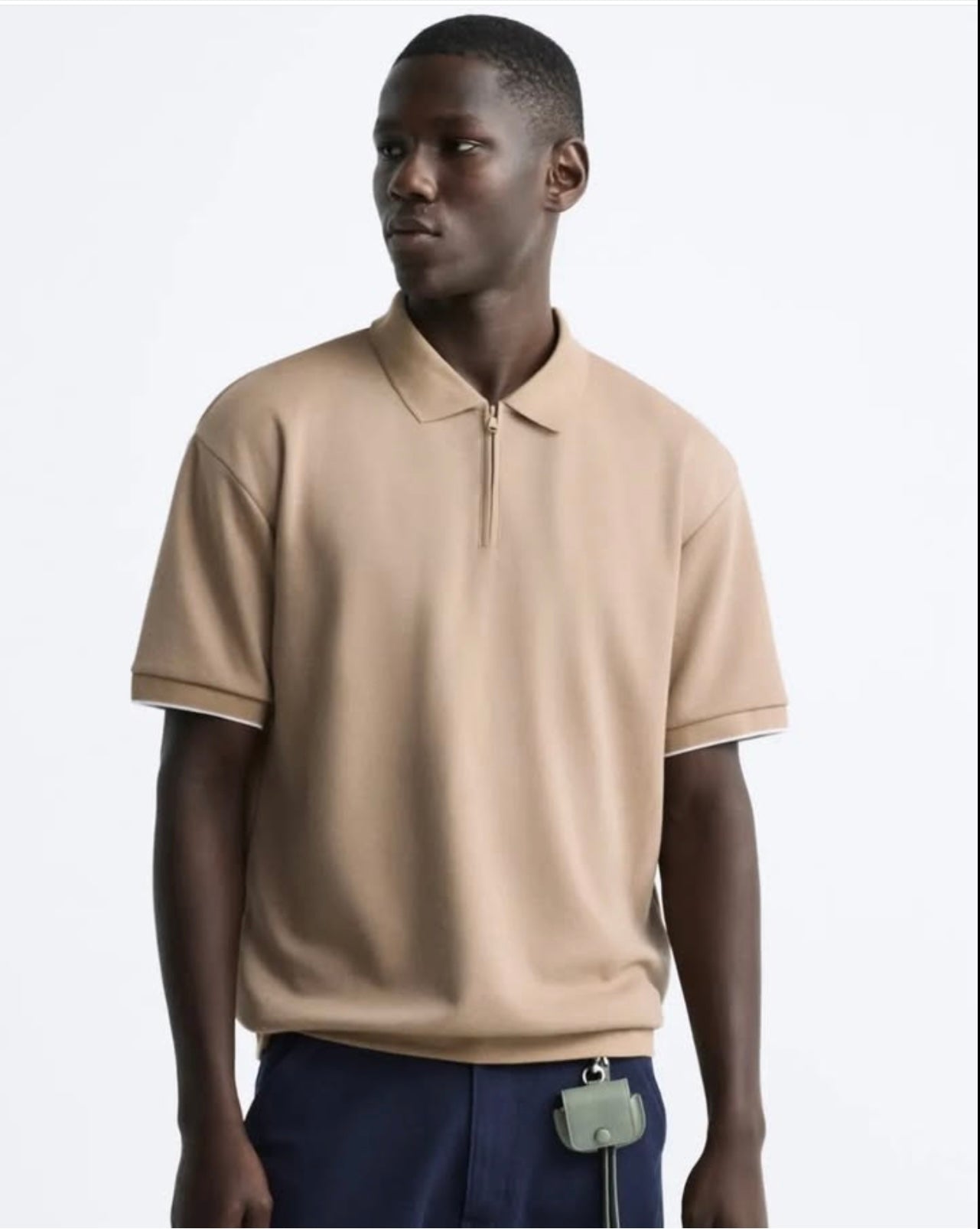 Zara Knit Polo With Zip
