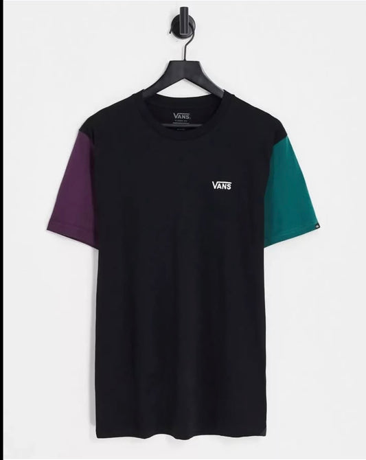 Vans Classic Fit Black Green and Purple Color Block T Shirt