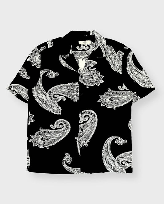 River Island Regular Fit Paisley Pattern Shirt in Black