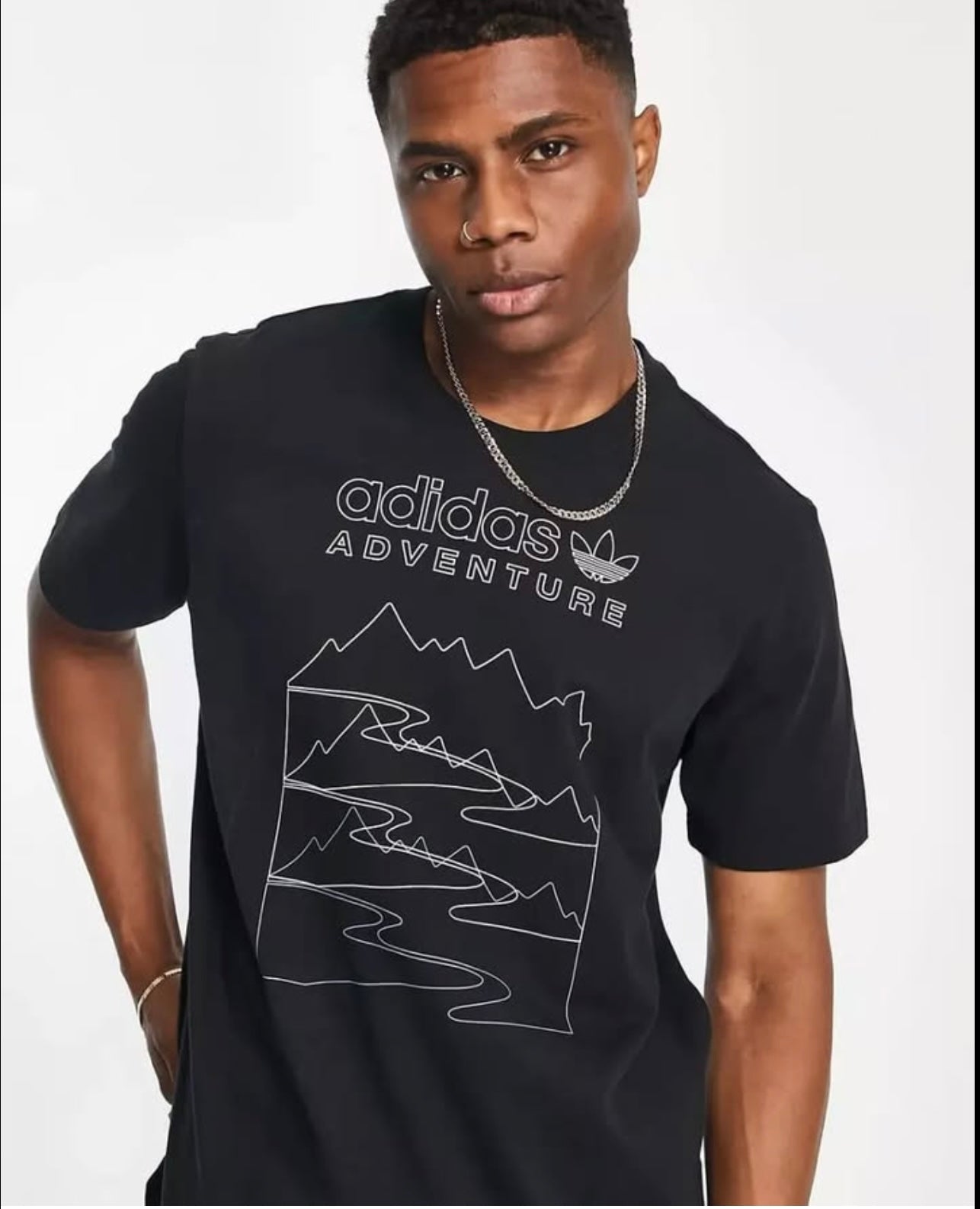 Adidas Regular Fit Cotton T Shirt in Black