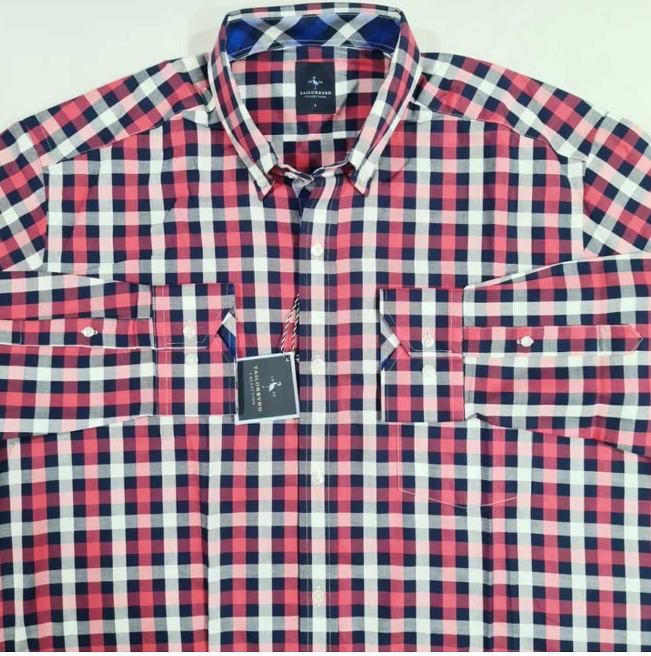 Tailorbyd Regular Fit Red Plaid Cotton Button Cuff Shirt