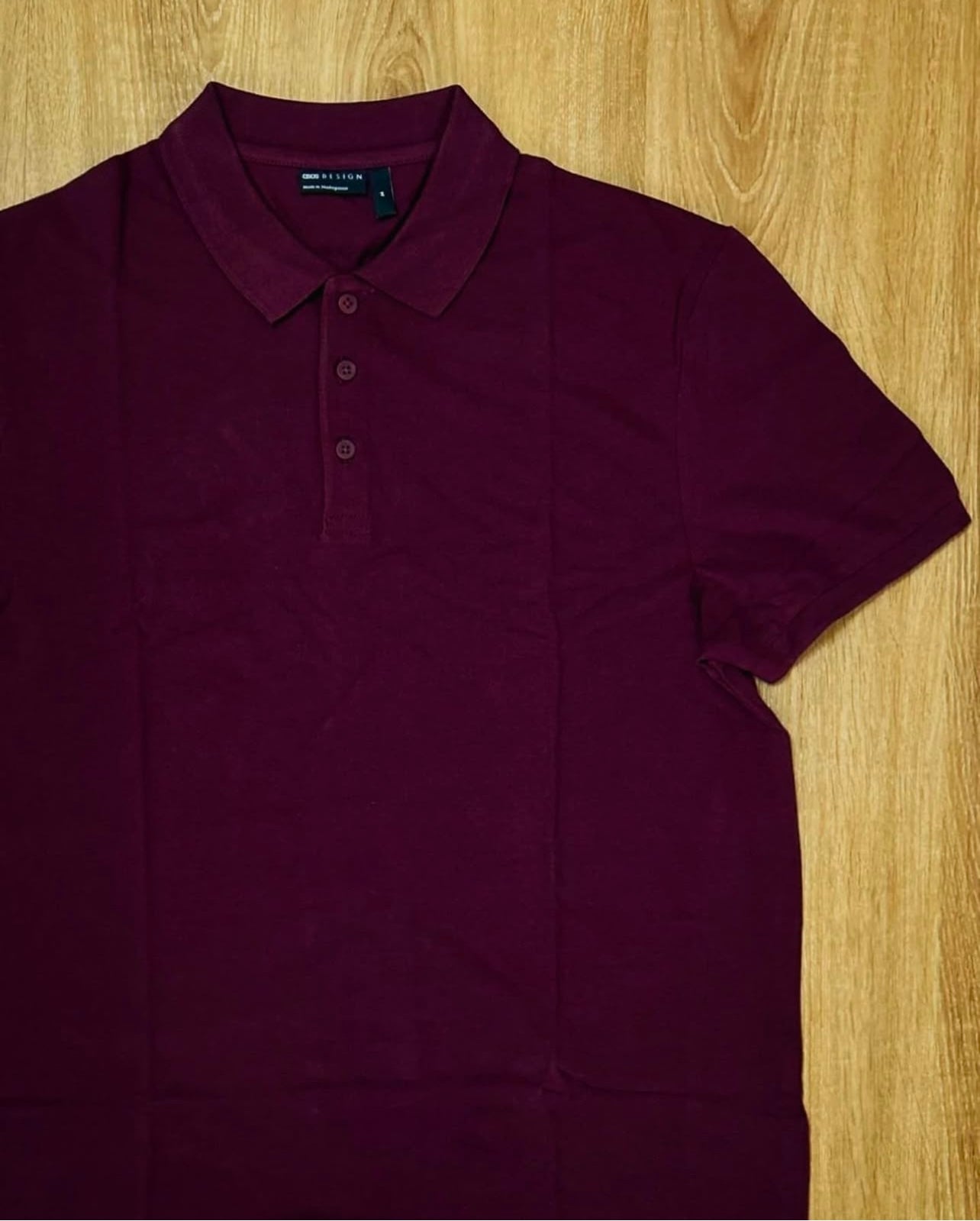 Asos Pique Cotton Polo Shirt in Maroon