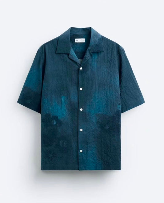 Zara Regular Fit Seersucker Shirt in Pattern
