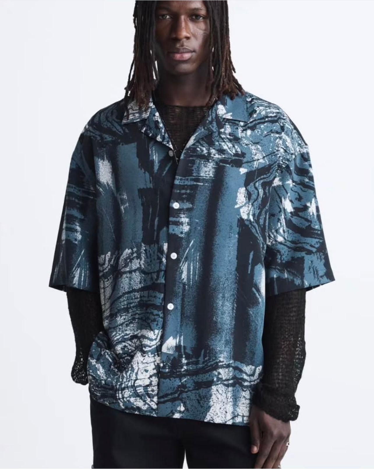 Zara Abstract Print Shirt in Blue