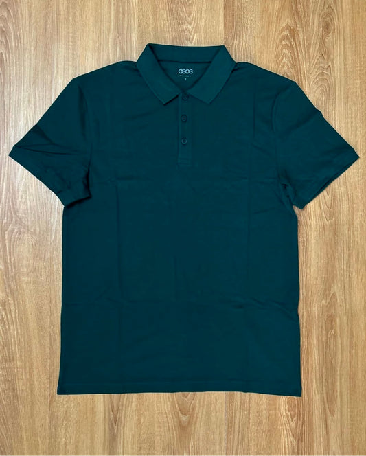 Asos Pique Cotton Polo Shirt in Green