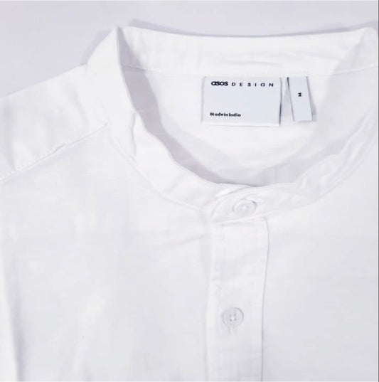 Asos Slim Fit White Oxford Cotton Short Sleeve Shirt
