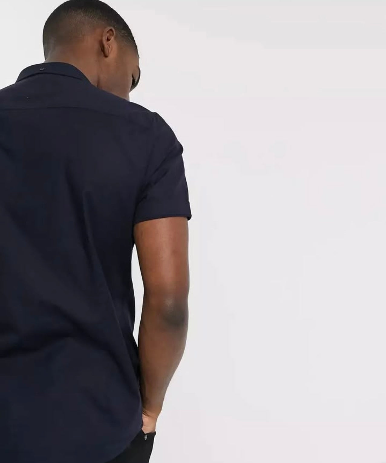 River Island Regular Fit Navy Oxford Cotton Short Sleeve Shirt