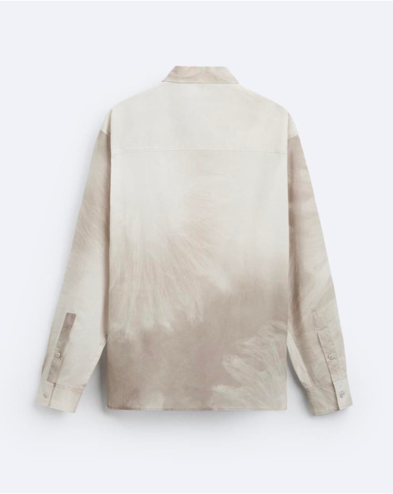 Zara Regular Fit Tie & Dye Cotton Shirt in Beige