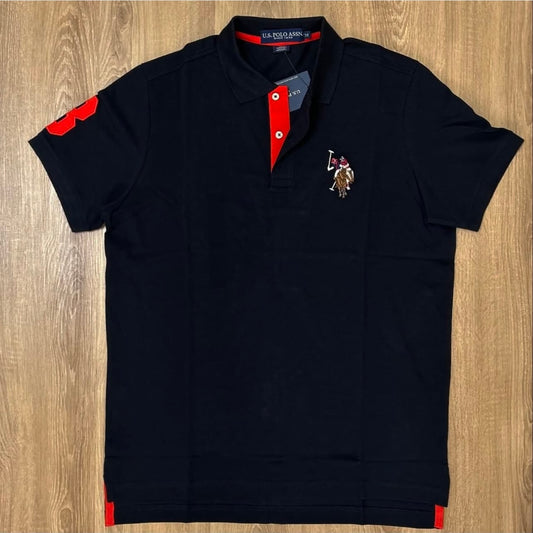 US Polo Assn Regular Fit Pique Polo Shirt in Black