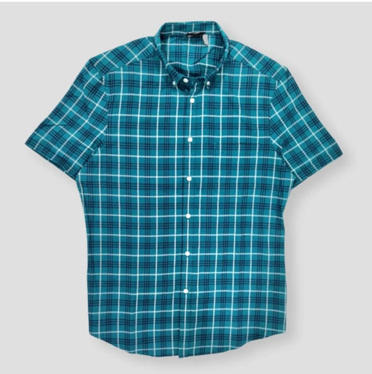 Asos Slim Fit Blue Check Oxford Cotton Short Sleeve
