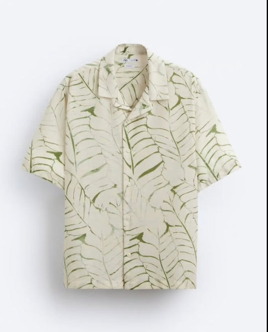 Zara Regular Fit Leaf Pattern Shirt