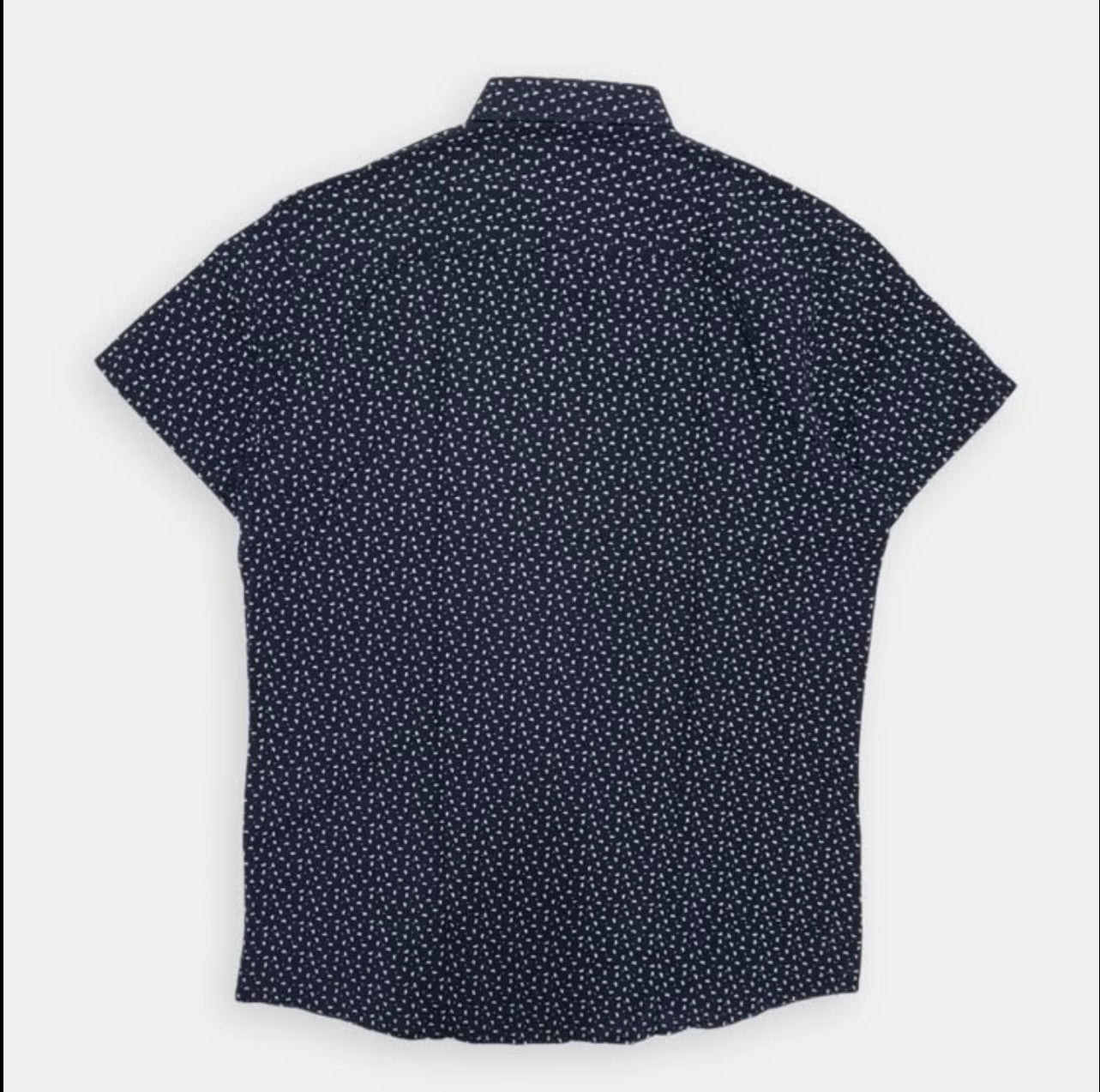 Selected Homme Regular Fit Navy Pattern Cotton/ Linen Blend Short Sleeve Shirt