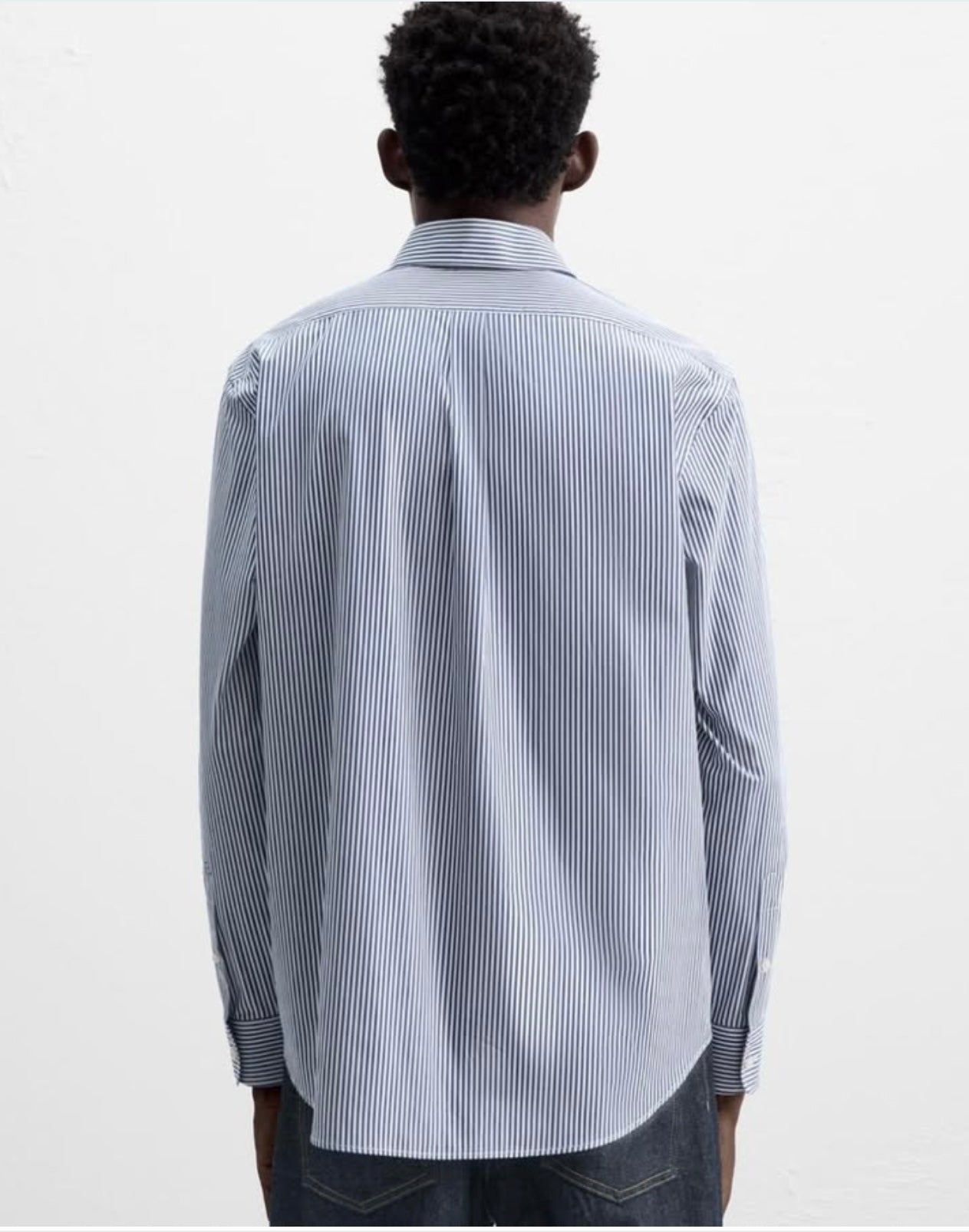 Zara Cotton Shirt in Navy Stripes