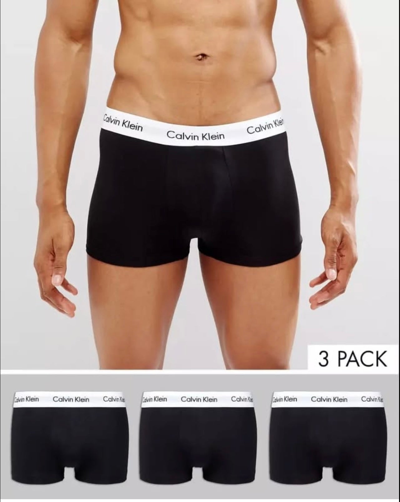 Calvin Klein Low Rise Trunks 3 Pack in Cotton Stretch