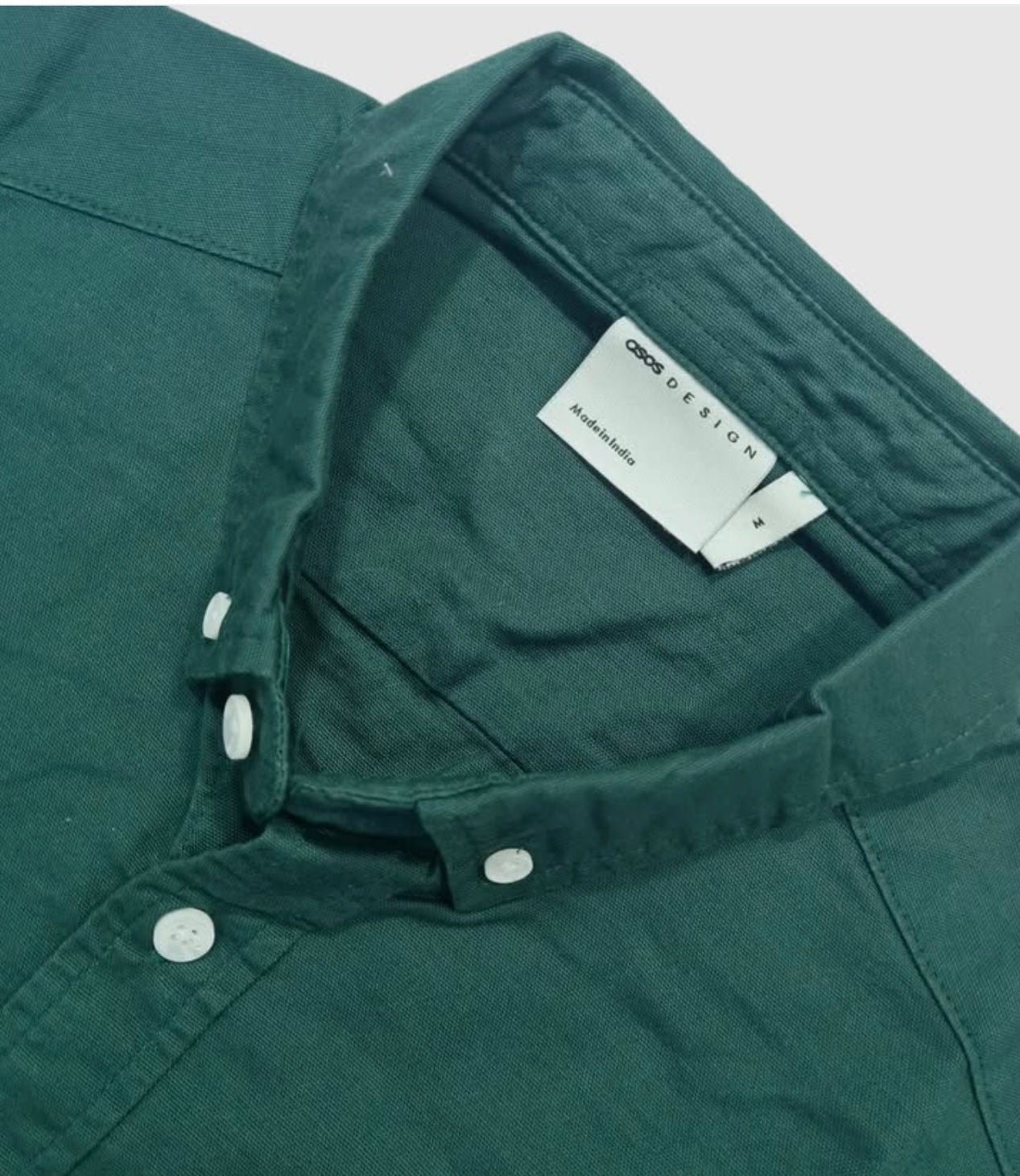 Asos Slim Fit Green Oxford Cotton Button Cuff Shirt