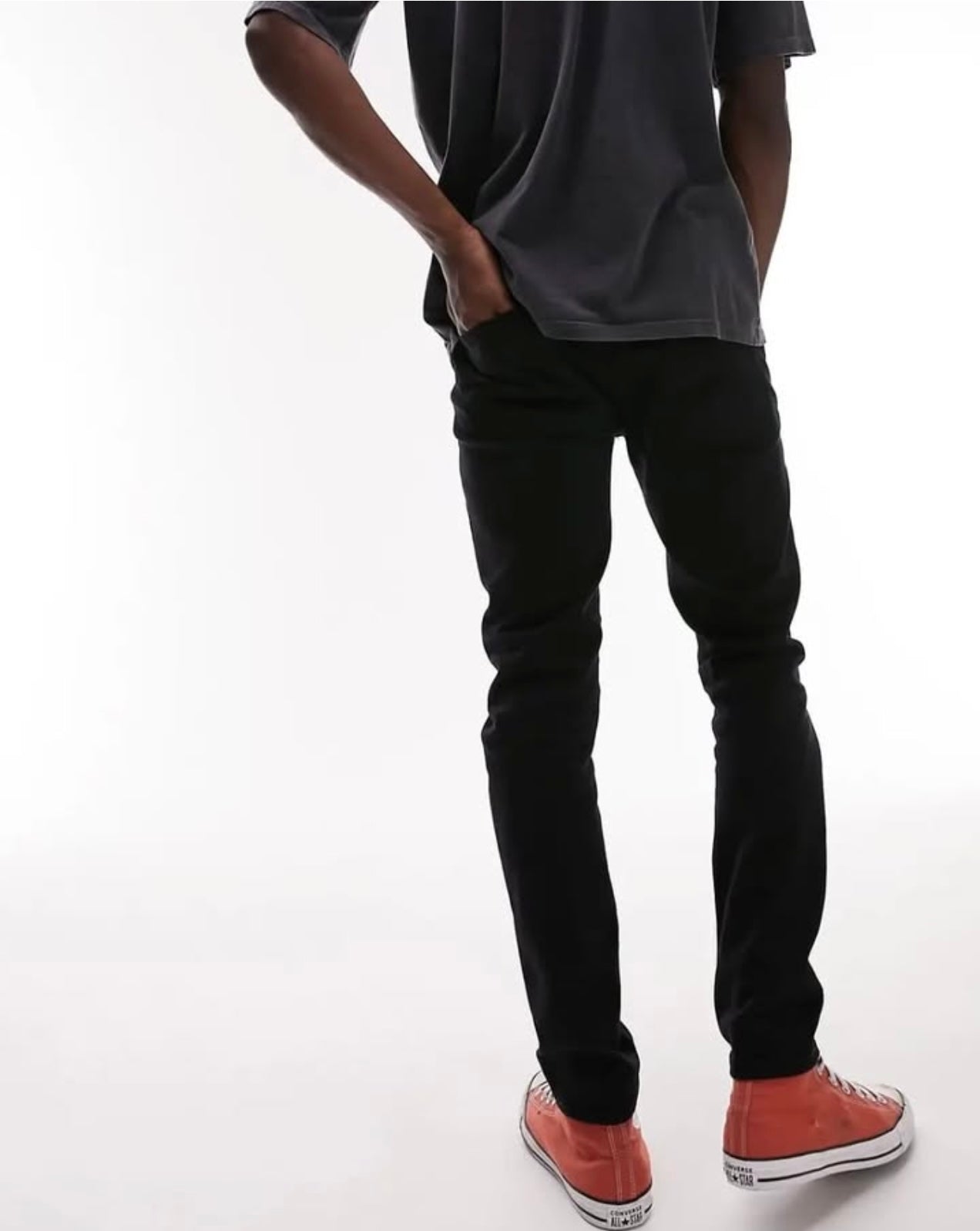 Topman Skinny Fit Knee Ripped Denim in Black Stretch