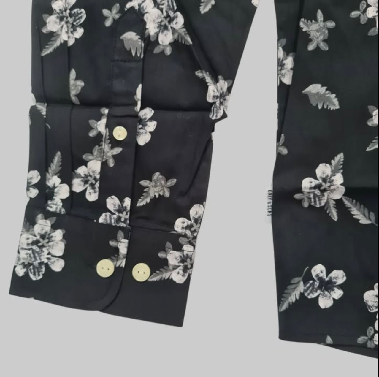 Only & Sons Slim Fit Black Pattern Button Cuff Shirt