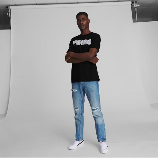 Puma Regular Fit Cotton T shirt in Black