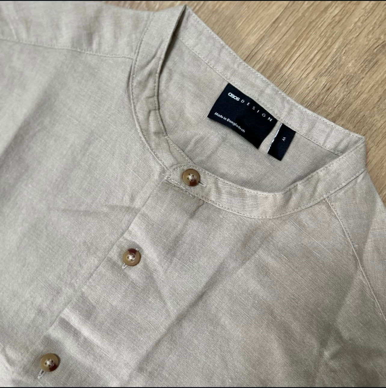 Asos Oatmeal Shirt in Grandad Collar