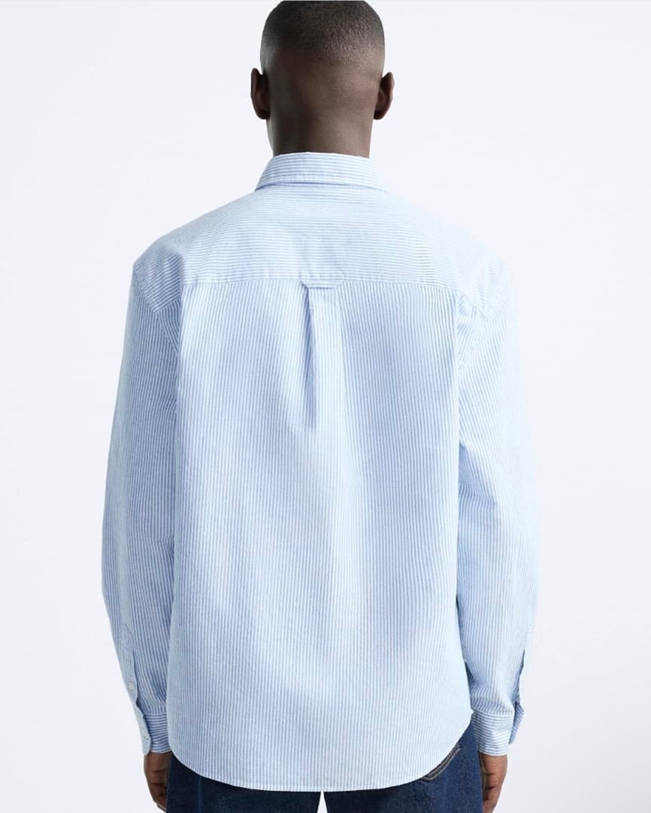 Zara Regular Fit Oxford Cotton Shirt in Blue Stripe