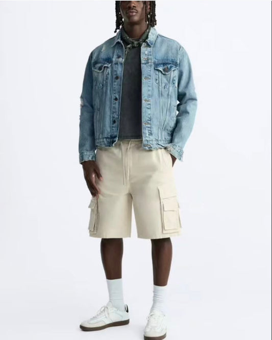 Zara Cargo Shorts in Stone