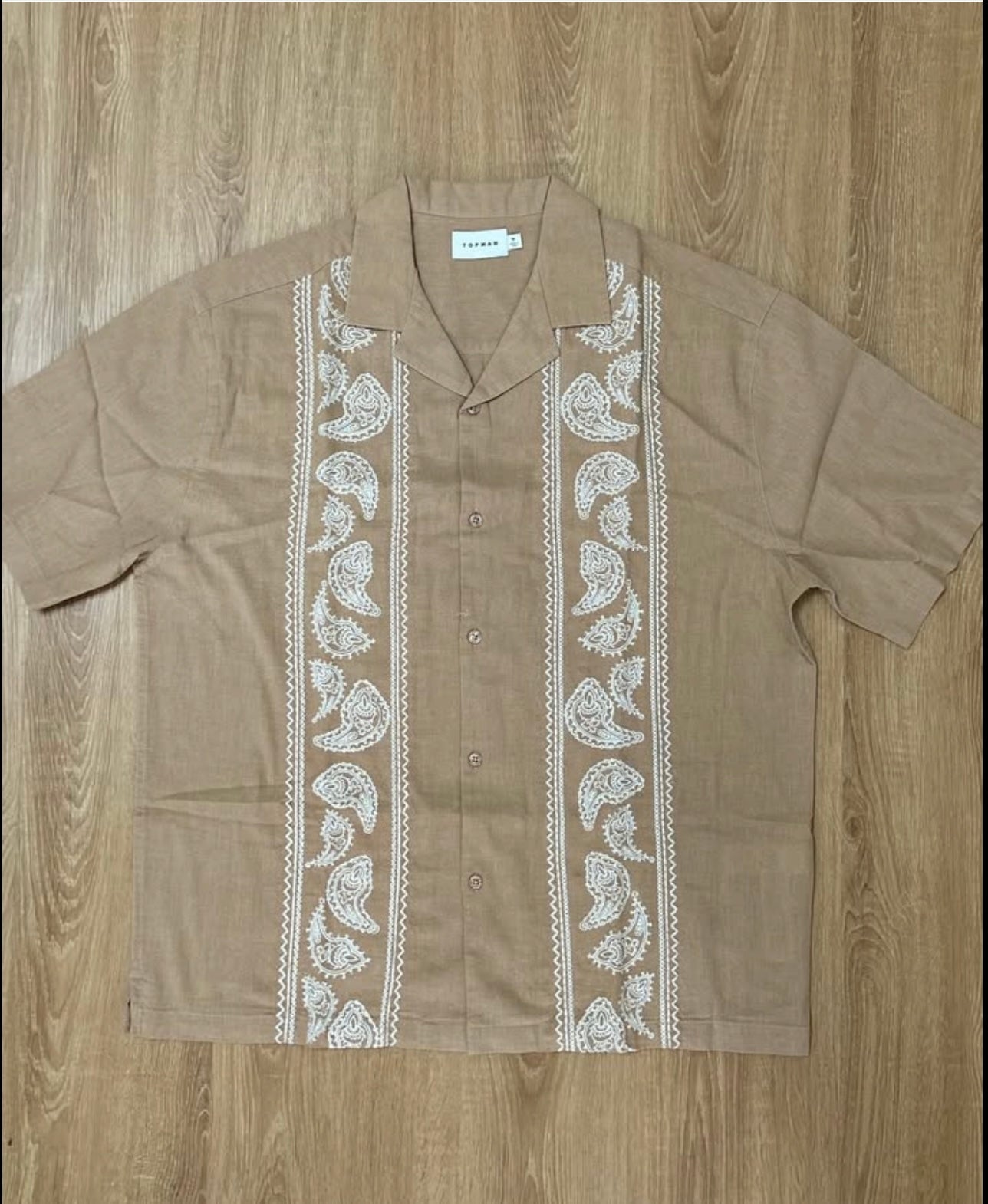 Topman Regular Fit Pattern Shirt in Brown