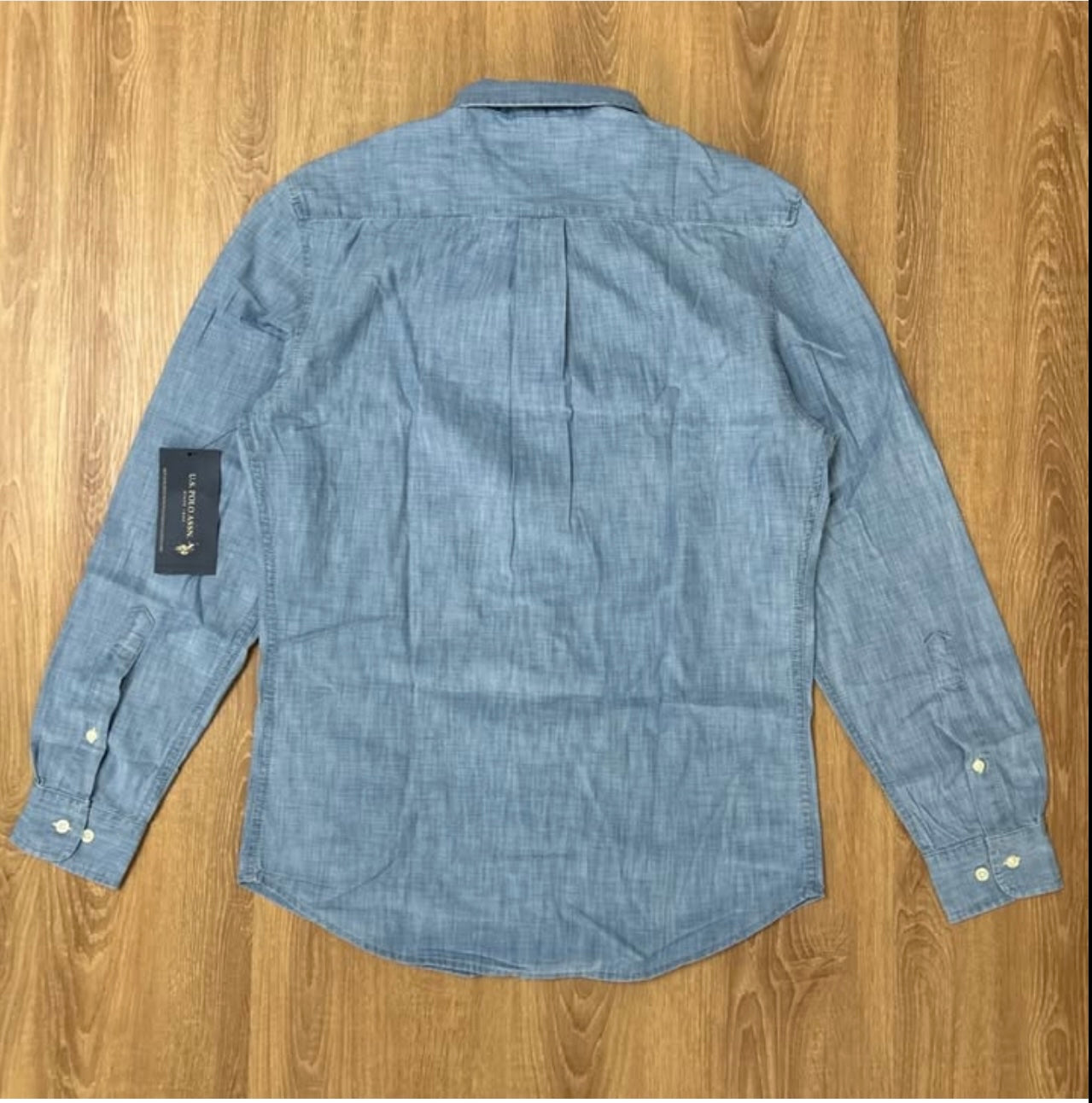 US Polo Assn Regular Fit Chambray Cotton Shirt in Blue