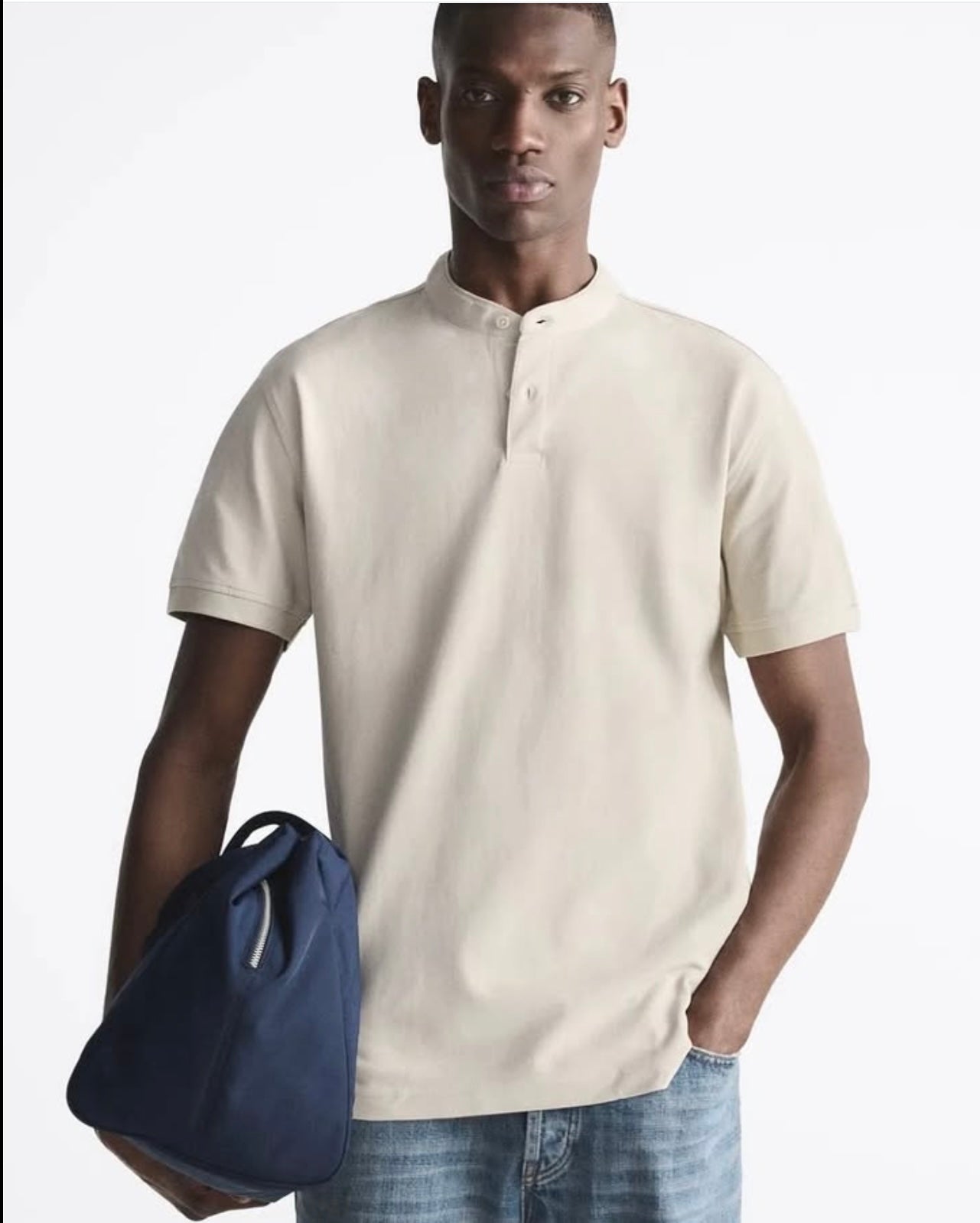 Zara Textured Pique Polo Shirt