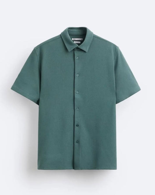 Zara Green Textured Weave Shirt