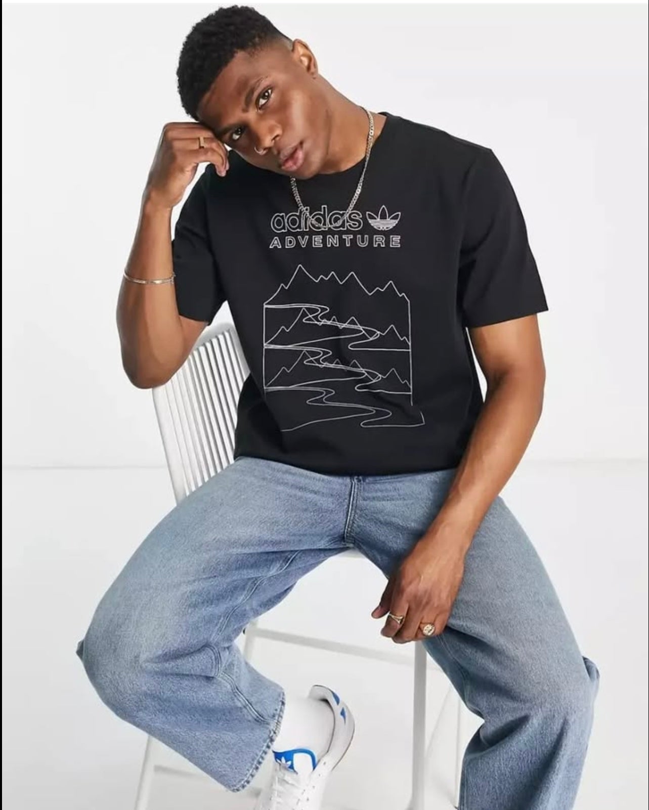 Adidas Regular Fit Cotton T Shirt in Black