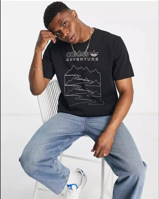 Adidas Regular Fit Cotton T Shirt in Black