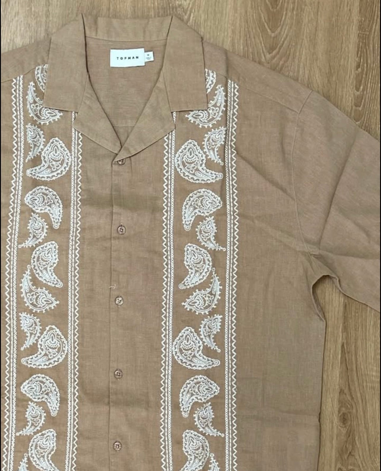 Topman Regular Fit Pattern Shirt in Brown