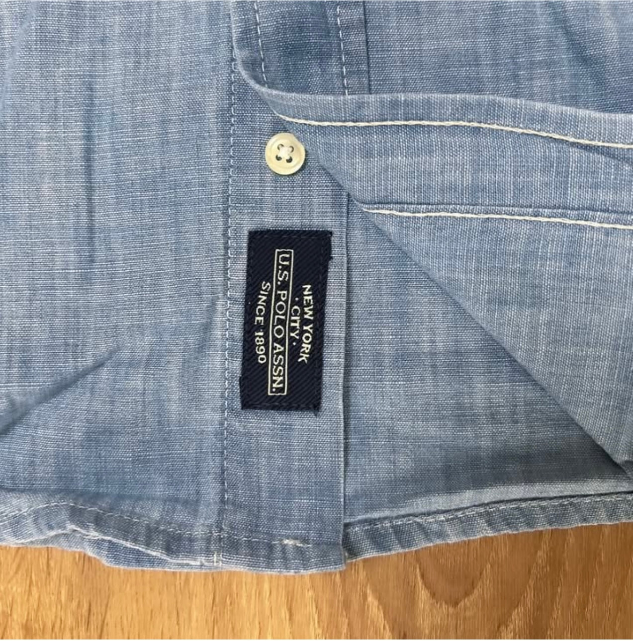 US Polo Assn Regular Fit Chambray Cotton Shirt in Blue