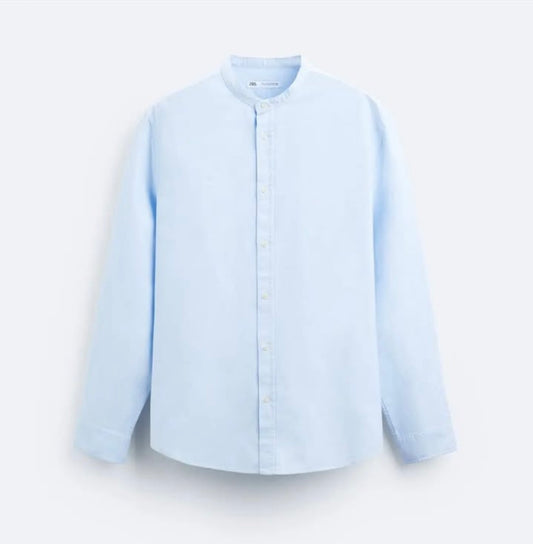 Zara Oxford Cotton Shirt in Blue