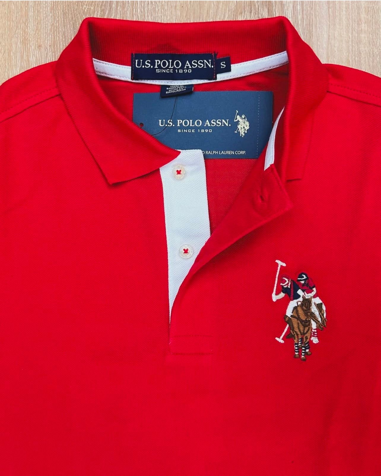 US Polo Assn Regular Fit Pique Polo Shirt in Red