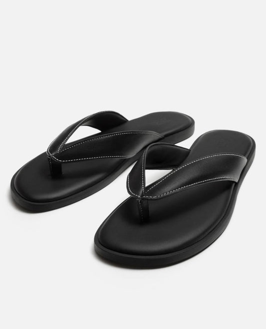 Zara Leather Sandal in Black