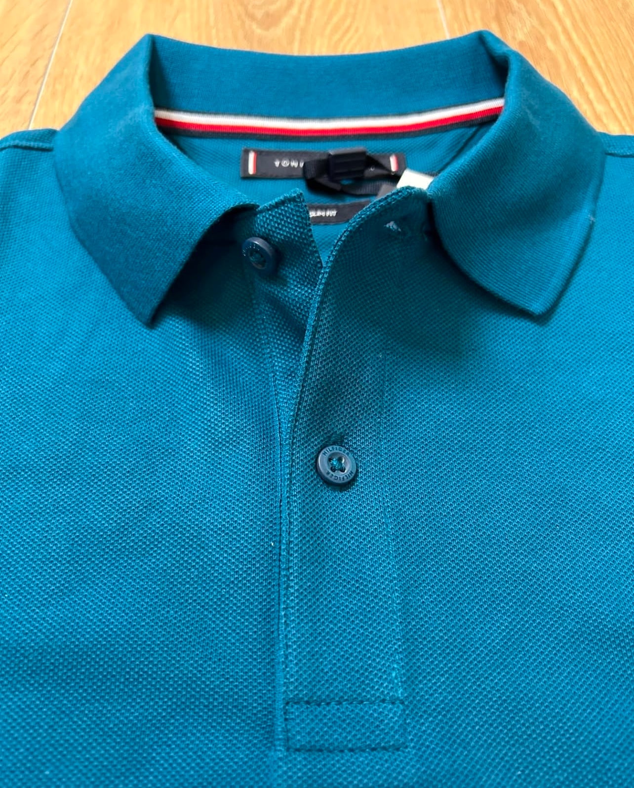 Tommy Hilfiger Slim Fit Pique Cotton Polo Shirt in Torquoise